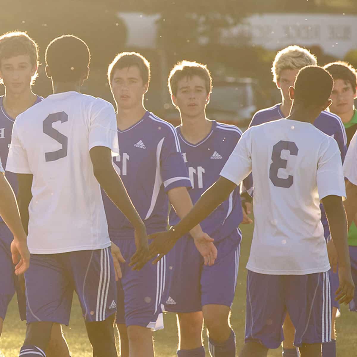 soccer players after a game.